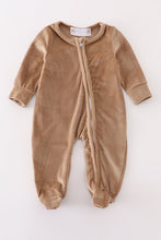 Load image into Gallery viewer, Beige velvet boy romper
