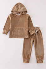 Load image into Gallery viewer, Beige velvet boy hoodie set
