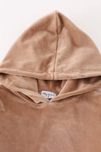 Load image into Gallery viewer, Beige velvet boy hoodie set
