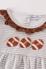 Load image into Gallery viewer, Brown football french knot stripe girl set
