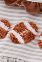 Load image into Gallery viewer, Brown football french knot stripe girl set
