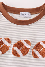 Load image into Gallery viewer, Brown football french knot stripe boy top
