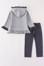 Load image into Gallery viewer, Grey football applique girl hoodie set
