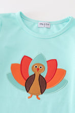 Load image into Gallery viewer, Green turkey applique girl set
