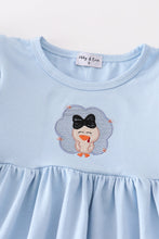 Load image into Gallery viewer, Blue thanksgiving turkey embroidery girl set
