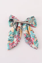 Load image into Gallery viewer, Teal floral print hair sailor bow
