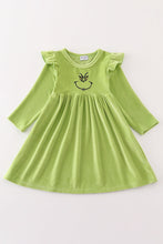 Load image into Gallery viewer, Green velvet christmas charactor embroidery mom&amp;me dress
