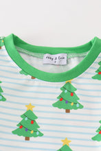 Load image into Gallery viewer, Green christmas tree print ruffle boy pajamas set
