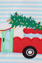 Load image into Gallery viewer, Blue christmas camper van applique boy romper
