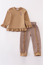 Load image into Gallery viewer, Brown stripe antler embroidery girl set
