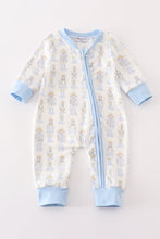 Load image into Gallery viewer, Blue nutcracker print zip boy romper
