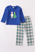 Load image into Gallery viewer, Blue christmas nutcracker french knot boy set
