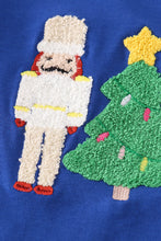 Load image into Gallery viewer, Blue christmas nutcracker french knot boy set
