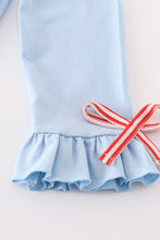 Load image into Gallery viewer, Blue christmas cow applique girl dress
