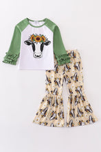 Load image into Gallery viewer, Green cow print girl set
