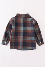 Load image into Gallery viewer, Brown plaid boy button down shirt
