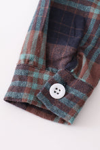 Load image into Gallery viewer, Brown plaid boy button down shirt
