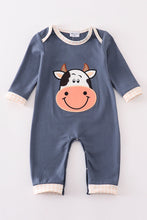 Load image into Gallery viewer, Blue cow applique boy romper
