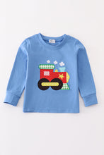 Load image into Gallery viewer, Blue train applique boy top
