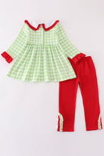 Load image into Gallery viewer, Green christmas tree embroidery girl set
