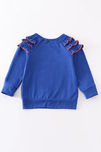 Load image into Gallery viewer, Blue chomp embroidery girl top
