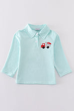 Load image into Gallery viewer, Blue valentine truck heart applique boy shirt
