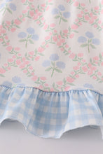 Load image into Gallery viewer, Blue hydrangea print  girl dress
