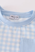 Load image into Gallery viewer, Blue gingham boy shorts set
