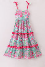 Load image into Gallery viewer, Pink Palm Paradise print tiered mom dress
