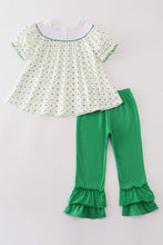 Load image into Gallery viewer, Green lucky clover embroidery girl set
