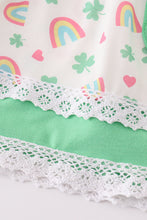 Load image into Gallery viewer, Green rainbow clover girl pants set
