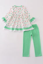 Load image into Gallery viewer, Green rainbow clover girl pants set
