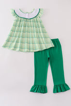 Load image into Gallery viewer, Green lucky clover embroidery girl pants set
