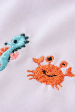 Load image into Gallery viewer, Coral &amp; sage marine creature embroidery girl set
