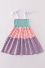 Load image into Gallery viewer, Multicolored tiered smocked mom&amp;me dress
