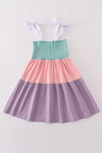 Load image into Gallery viewer, Multicolored tiered smocked mom&amp;me dress
