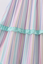 Load image into Gallery viewer, Multicolored stripe tiered mom dress
