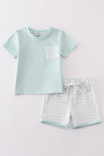 Load image into Gallery viewer, Blue checkered boy shorts set
