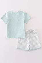 Load image into Gallery viewer, Blue checkered boy shorts set
