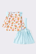 Load image into Gallery viewer, Blue gingerbread christmas girl skirt set
