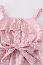 Load image into Gallery viewer, Pink dot print strap ruffle jumpsuit mommy &amp; me
