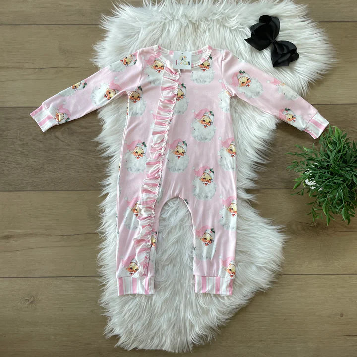 Pink Vintage Santa Romper