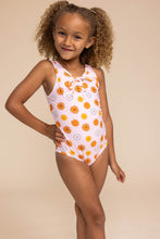 Load image into Gallery viewer, Orange floral print tie one piece girl swimsuit
