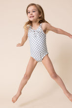 Load image into Gallery viewer, Gren plaid tie one piece girl swimsuit
