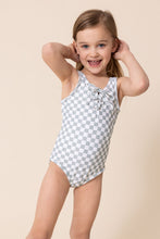 Load image into Gallery viewer, Gren plaid tie one piece girl swimsuit
